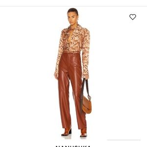 Nanushka Radha trouser pant vegan leather in brick brown 31